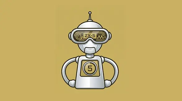 ZX 5 logo featuring a cartoon robot